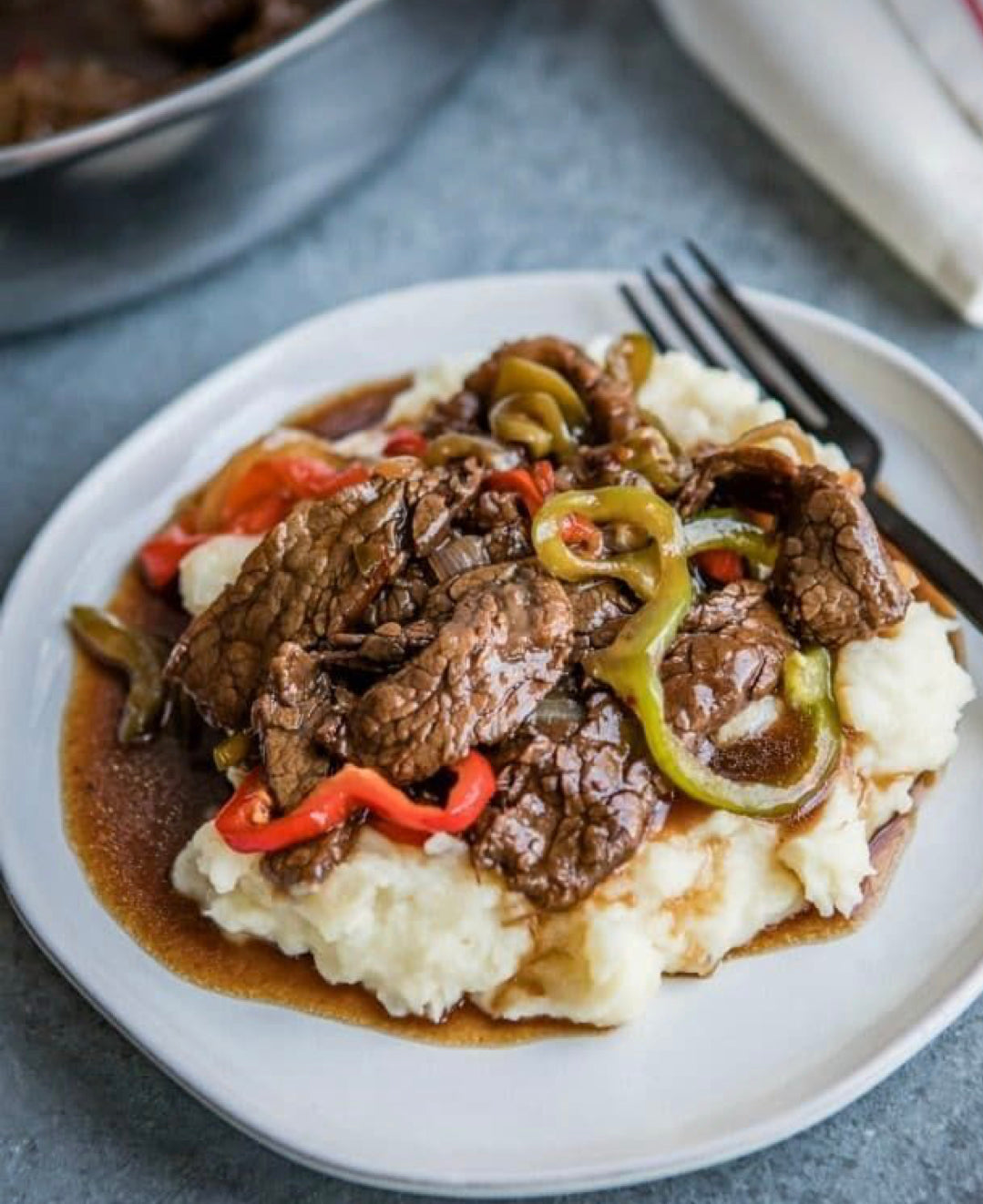 Super Smashers w/ Steak and Pepper Hash