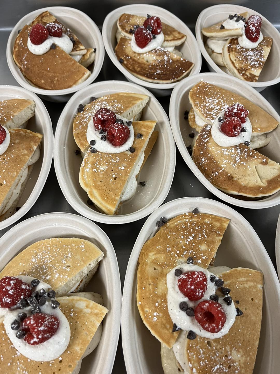 Fluffy Cannoli Protein Pancakes/Pork Sausage Links