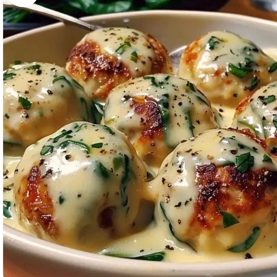 Chicken Ricotta Meatballs on Creamy Spinach Risotto or Veggies