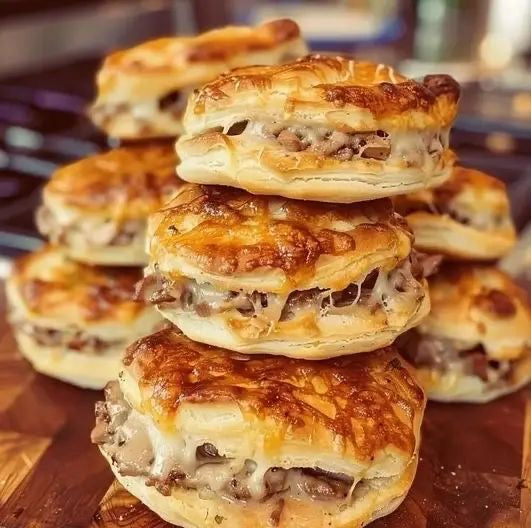 French Dip Biscuit Sliders Au Jus Steamed Broccoli or Mashed Potatoes