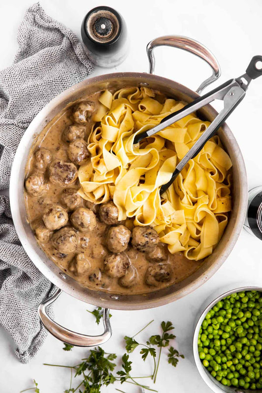 Swedish Turkey Meatballs & Egg Noodles or Steamed Broccoli