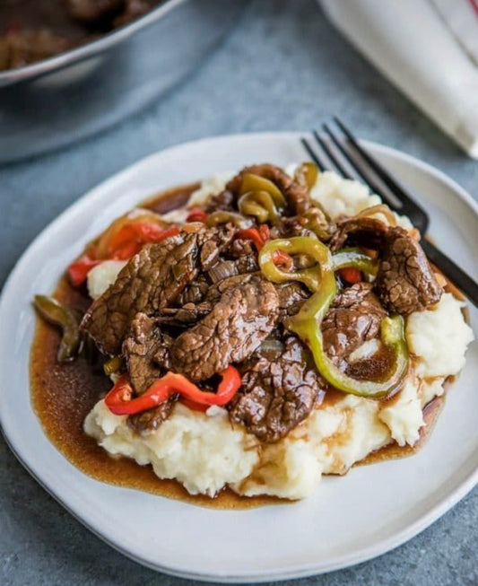 Super Smashers w/ Steak and Pepper Hash