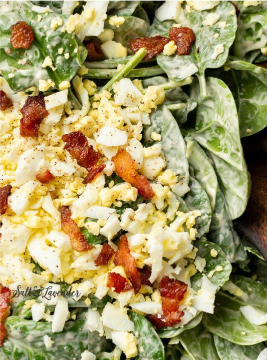 Spinach Salad w/Bacon & Deviled Egg Dressing